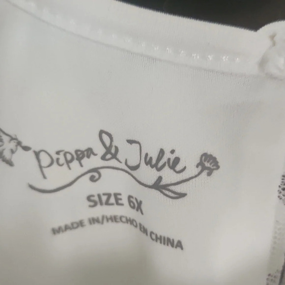 ✨Pippa & Julie✨ Little girl Lace overlay silver/gold/white  dress size 6X - Picture 7 of 11